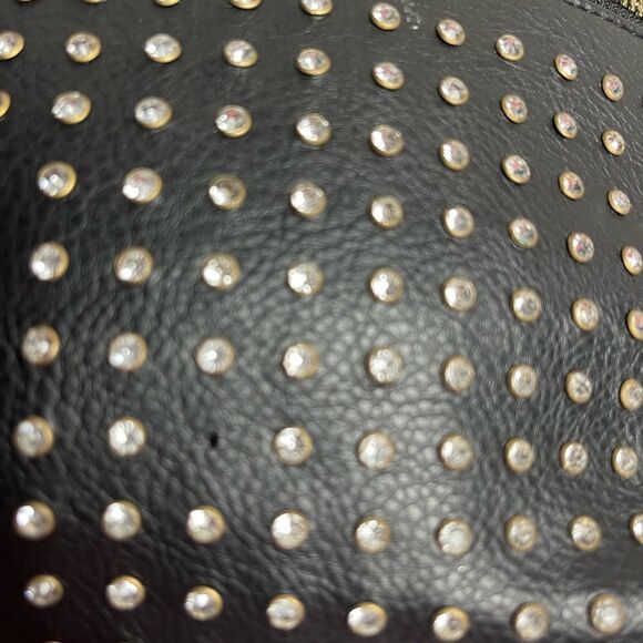 Bebe faux leather black mini backpack with rhinestones and gold studs accents - Picture 13 of 13